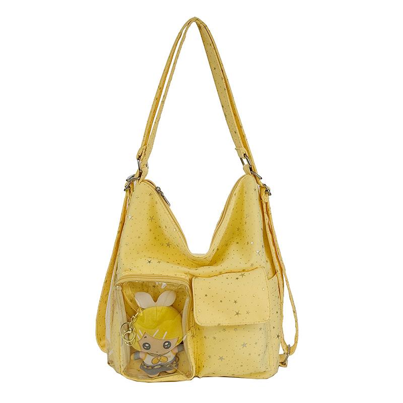 

Cute Clear Acrylic Panel Shoulder Bag Large Capacity School Commuter Tote for Women жовтий