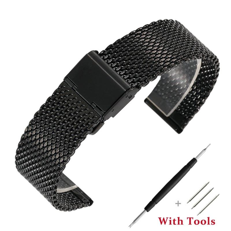 18mm 20mm 22mm 24mm 1.0 Thick Milanese Watch Strap Metal Watch Buckle Watch Band for Universal Waterproof Watch Bracelet