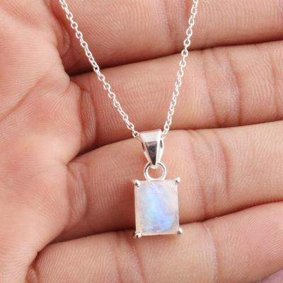 Moonstone Necklace, 925 Sterling Silver Chain Necklace, Bridal Gift, Boho Necklace, Gemstone Necklace, Christmas Gift
