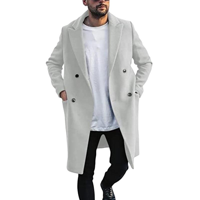 New woolen coat men's thickened coat woolen trench coat wish