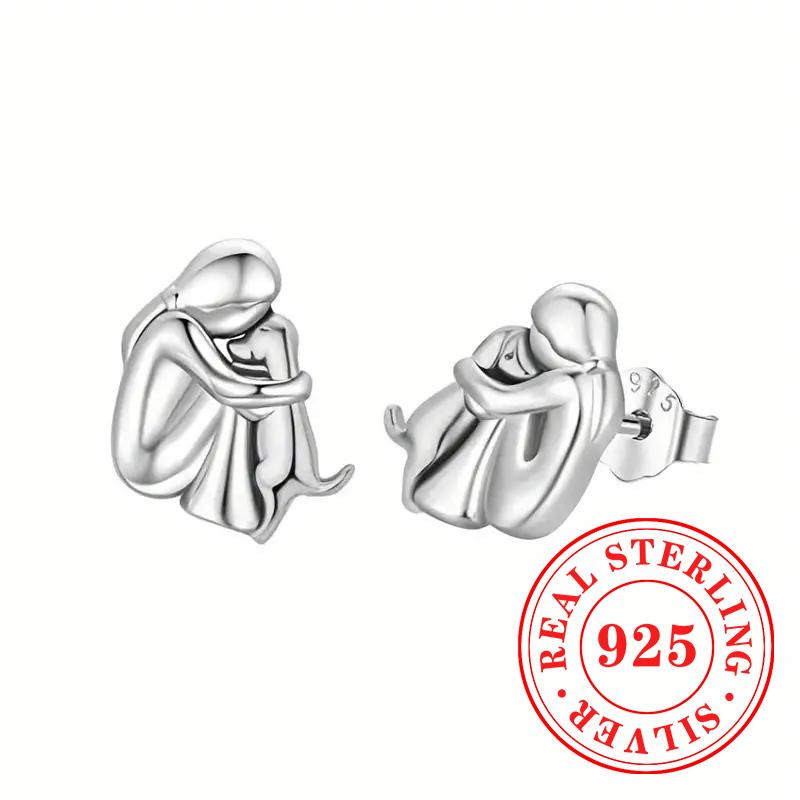 

Sterling Silver Warming Stud Earrings Unique Women Hug Dog Designed Ear Accessories Love Dog Exquisite Fine Jewelry