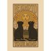 Abstract Cat Vintage Tarot The Lovers Sun Moon Illustration Poster and Prints Canvas Painting Wall Art Pictures Home Room Decor