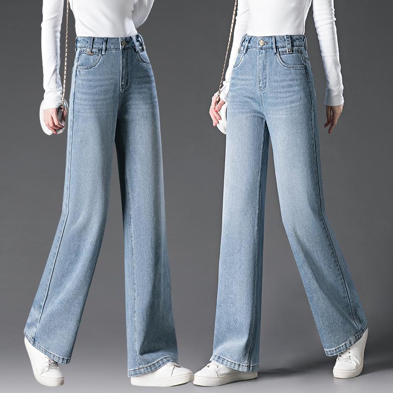 

Spring 2025 Light Blue High-Waisted Floor-Length Wide-Leg Jeans Size 30/2XL: 115-125 jin