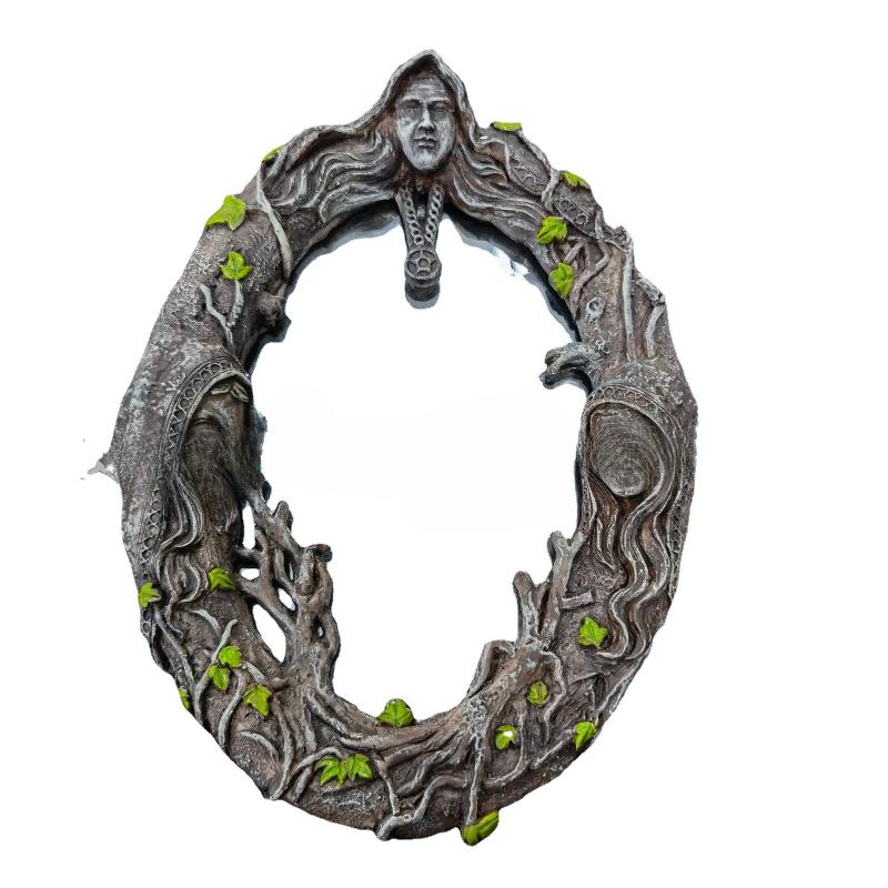 

1pc European Triple Goddess Mirror Design with Talisman Mirror Ornament Resin Handicraft