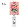 Strawberry Badge Reel Nurse Reel, Funny Retractable Glitter Acrylic Name Tag Holder with Decorative Clip, Sparkly Cute ID Card for Teachers