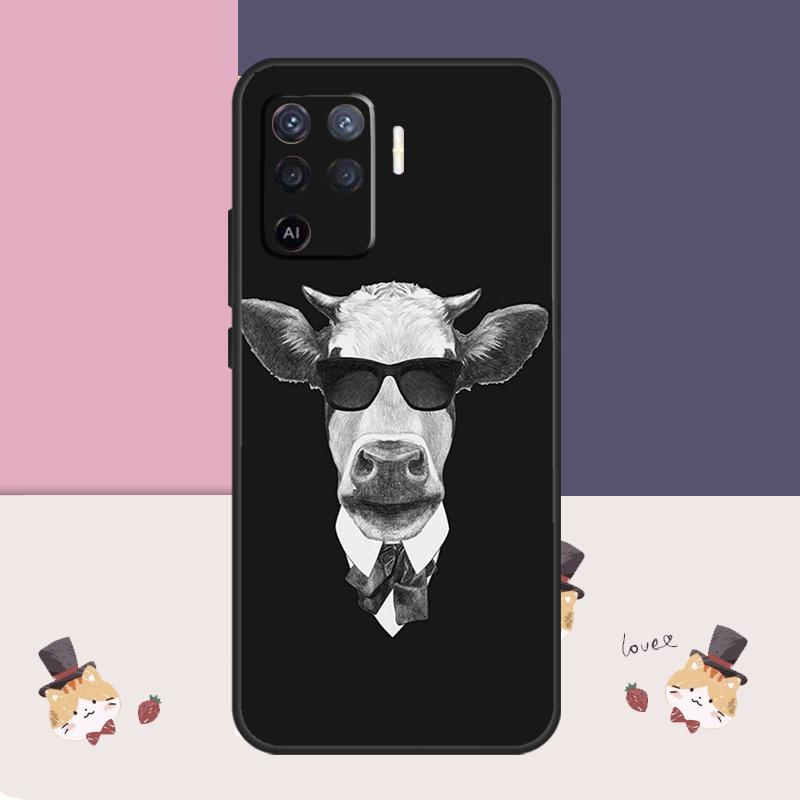 Funny Cow Face Case For OPPO A57S A54S A53S A96 A76 A5 A9 A15 A16 A17 A18 A78 A98 A54 A74 A94 A52 A72 A77