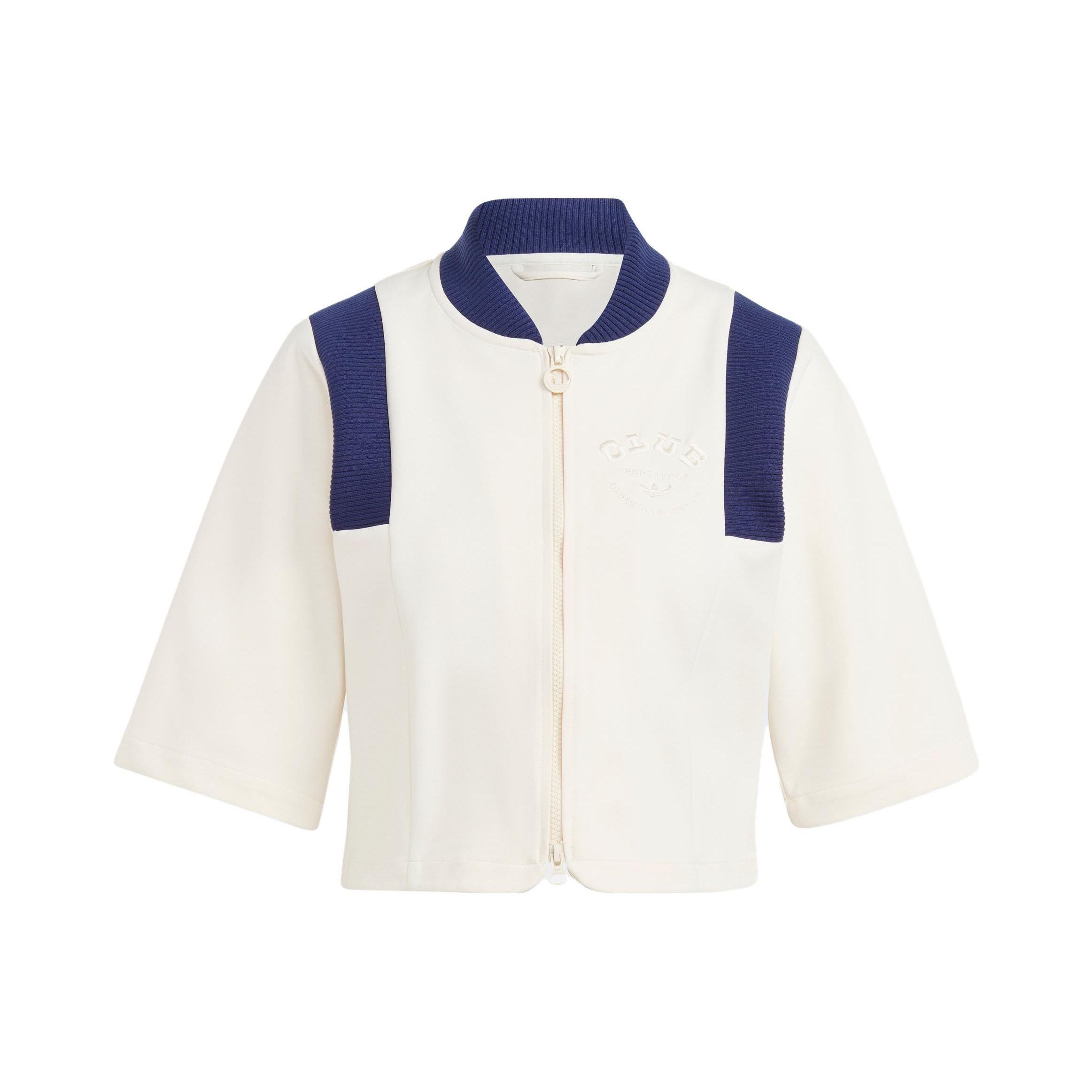 Adidas Blue Version Crop Track Jacket Women Chalk White IB5793 XXS