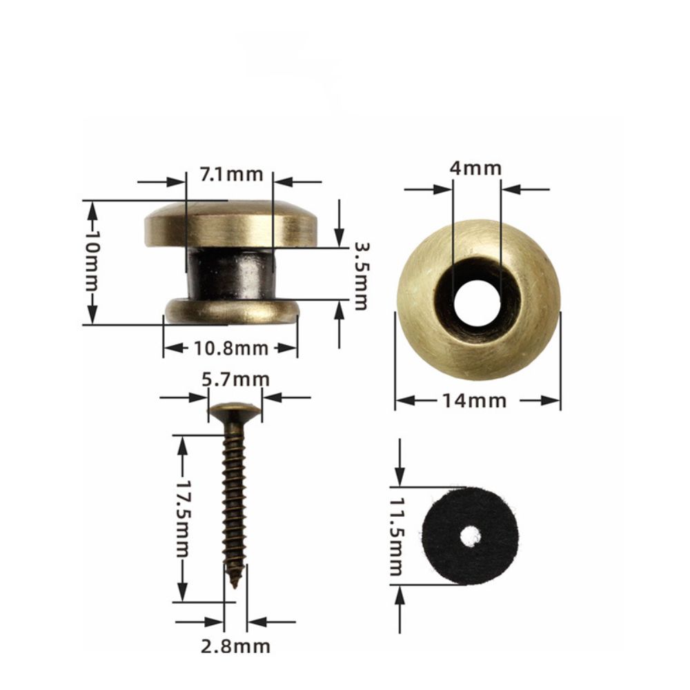 2PCS Iron Guitar Strap End Pins Mushrooms Heads Guitar Strap Locks Guitar Class