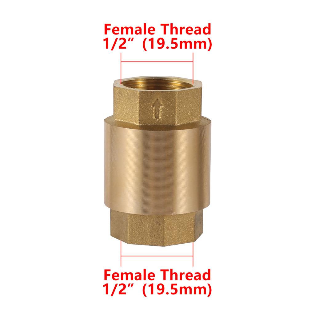 1/2" 3/4" 1" Female Thread Brass Vertical Lift Spring Check Valve One Way Non-return Valve Water Gas Oil Control Devices Valve