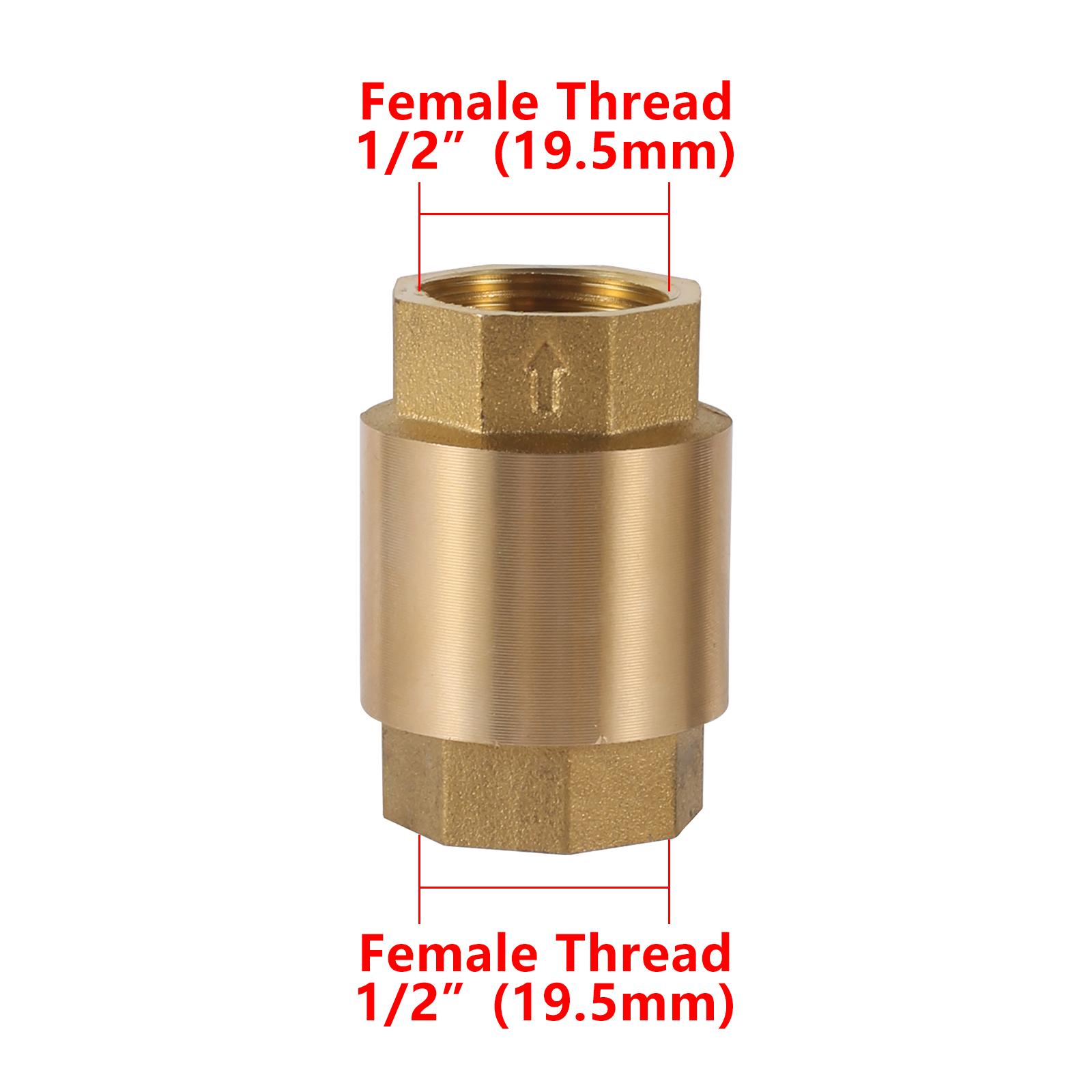 

1/2 3/4 1 Female Thread Brass Vertical Lift Spring Check Valve One Way Non-return Valve Water Gas Oil Control Devices Valve