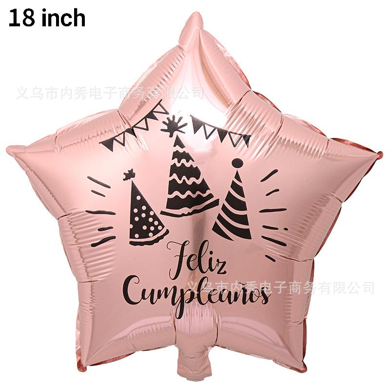 18 Inch Spanish Happy Birthday Round Aluminum Film Balloon Spanish Birthday Party Decoration Balloon