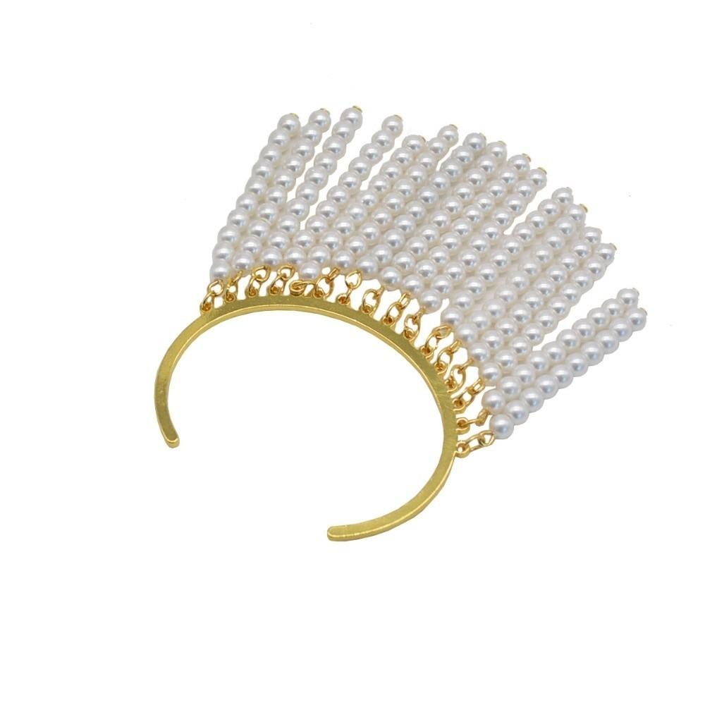 Adjustable Fringe Arm Cuff Bangle Zinc Zinc Alloy Open Upper Arm Chain Jewelry Pearl Tassels Armband  Party Pearl Tassels Bangle