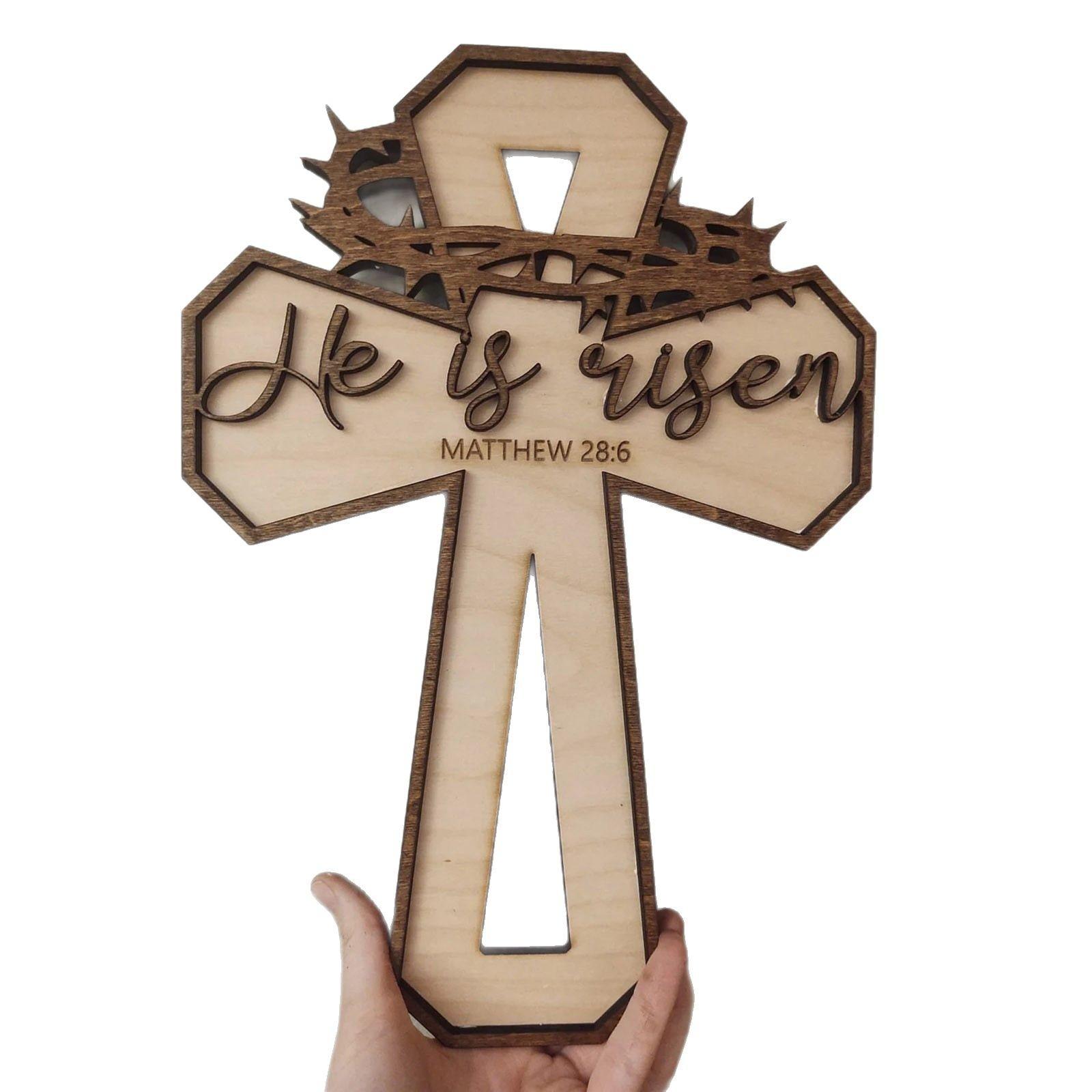 

Easter Cross Design Door Hanger Ornament Wooden Sign Front Porch Decor Type A