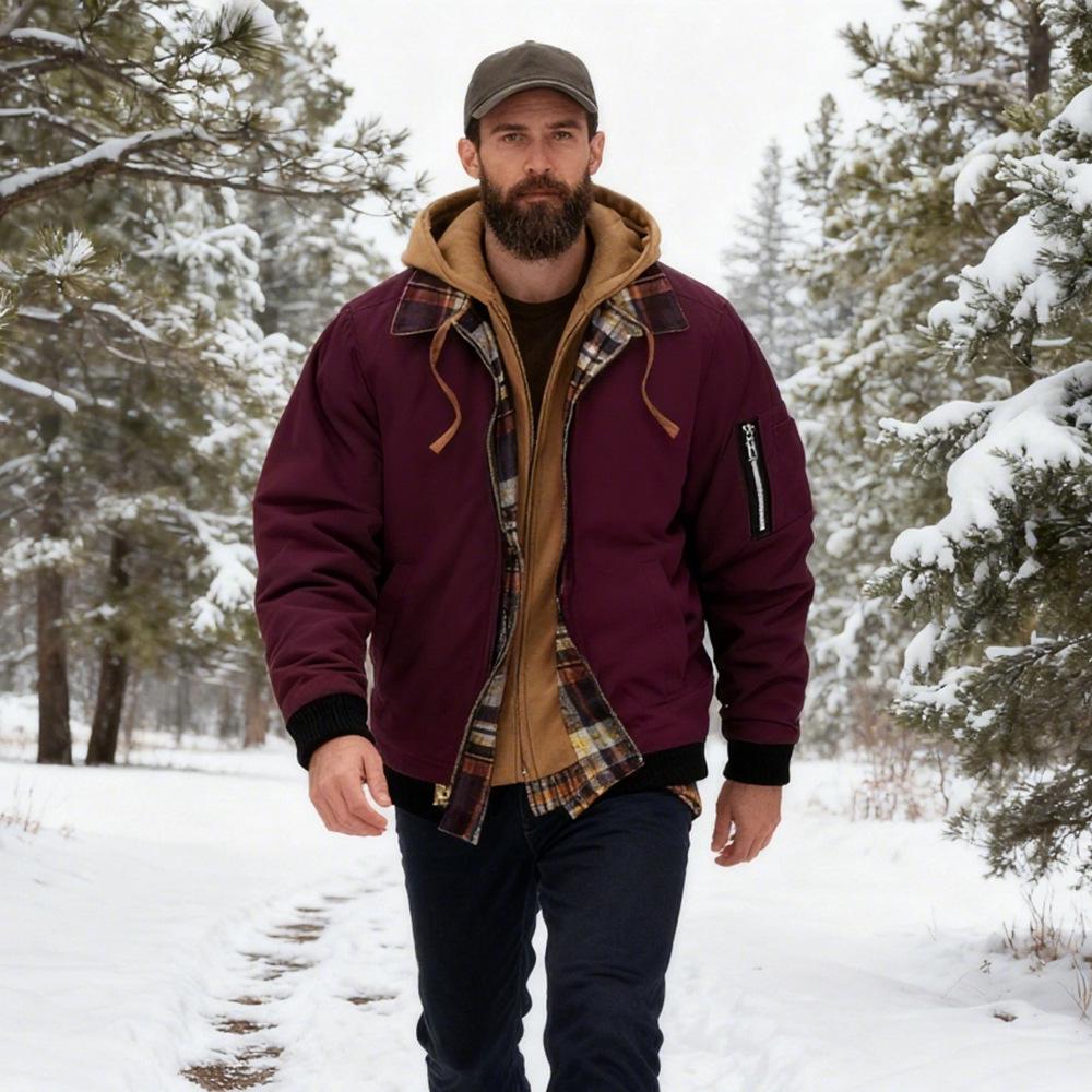 Men's Thick Solid Color Hooded Jacket for Spring, Autumn, and Winter - Air Force Style Casual Wear