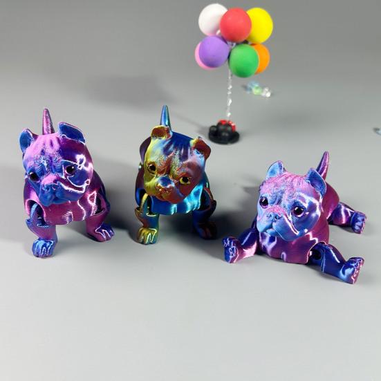 Figurka Buldoga Drukowana 3D Z Ruchomymi Stawami Figurka Psa Model Szczeniaka z Artykulacją Zabawka Fidget Dekoracja na Półkę Domową Biurową Ozdoba