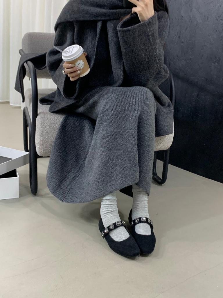 Tweed, Small Fragrant Wind, Light Mouth Single Shoes, Flat-soled Metal Buckle Women's Retro Hong Kong Style Women's 2025 Early Spring New Comfortable