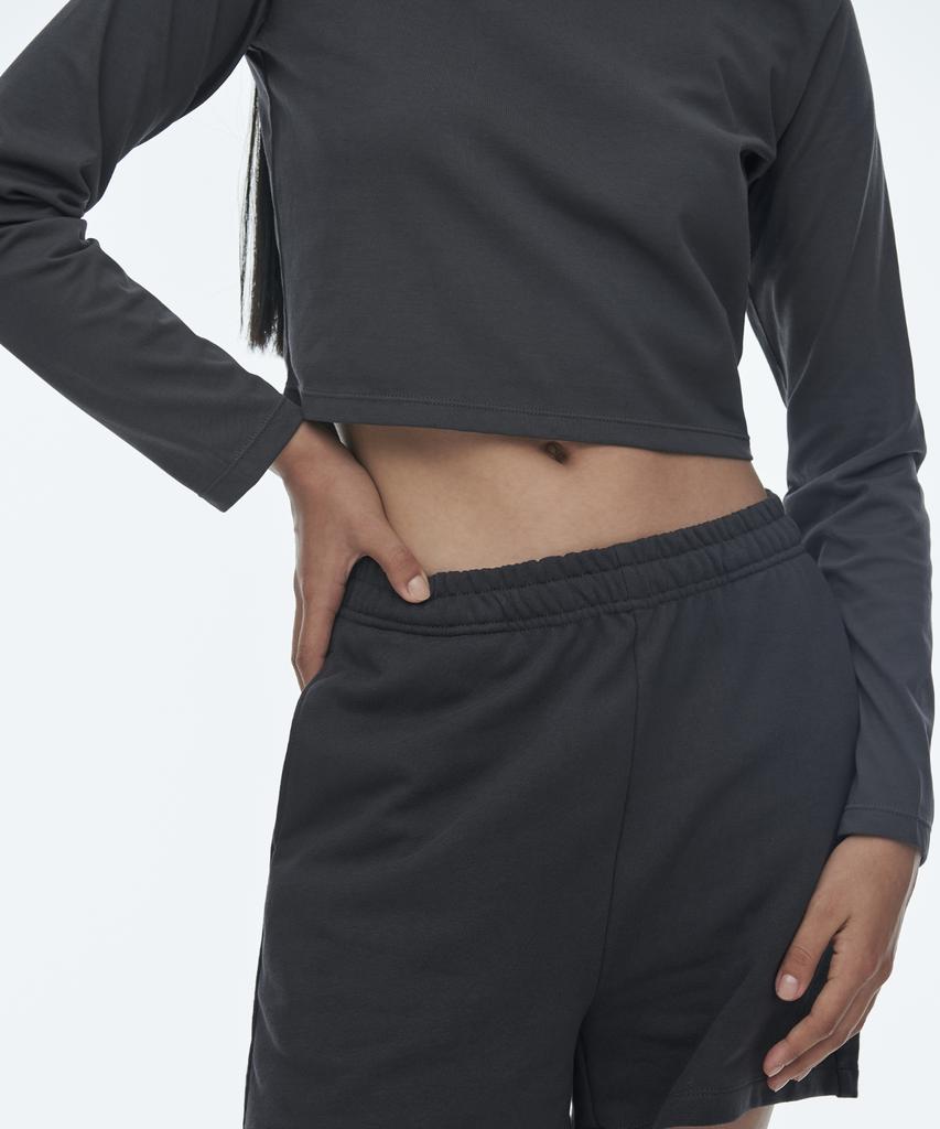 MUSINSA STANDARD WOMAN [Cooltandard] Women'S Crew Neck Crop Long Sleeve T-Shirt [Dark Gray]