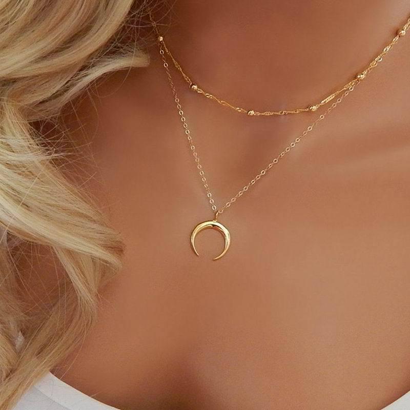 Europe, America, Simple Double-layer Stacked Back Chain Love Necklace Female, Harajuku Hip-hop Peach Heart Necklace