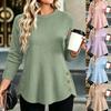 Women's Long Sleeve Knit Top with Neck, Color, Casual Fit