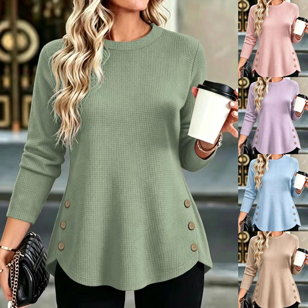 Women's Long Sleeve Knit Top with Neck, Color, Casual Fit