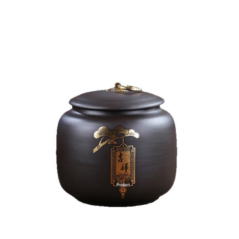Exquisite Gilded Purple Clay Tea Storage Can - Moisture-Proof Ceramic for White, Black, and Pu'er Tea