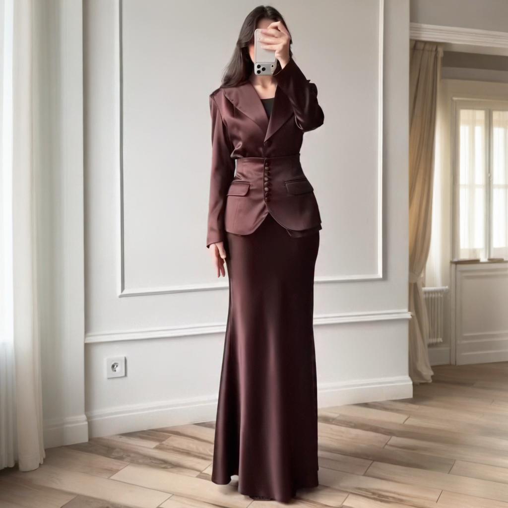 Cross-border Europe, America, Amazon  Autumn New Women's Clothing Fashion Temperament V-neck Professional Dress Skirt Fishtail Skirt