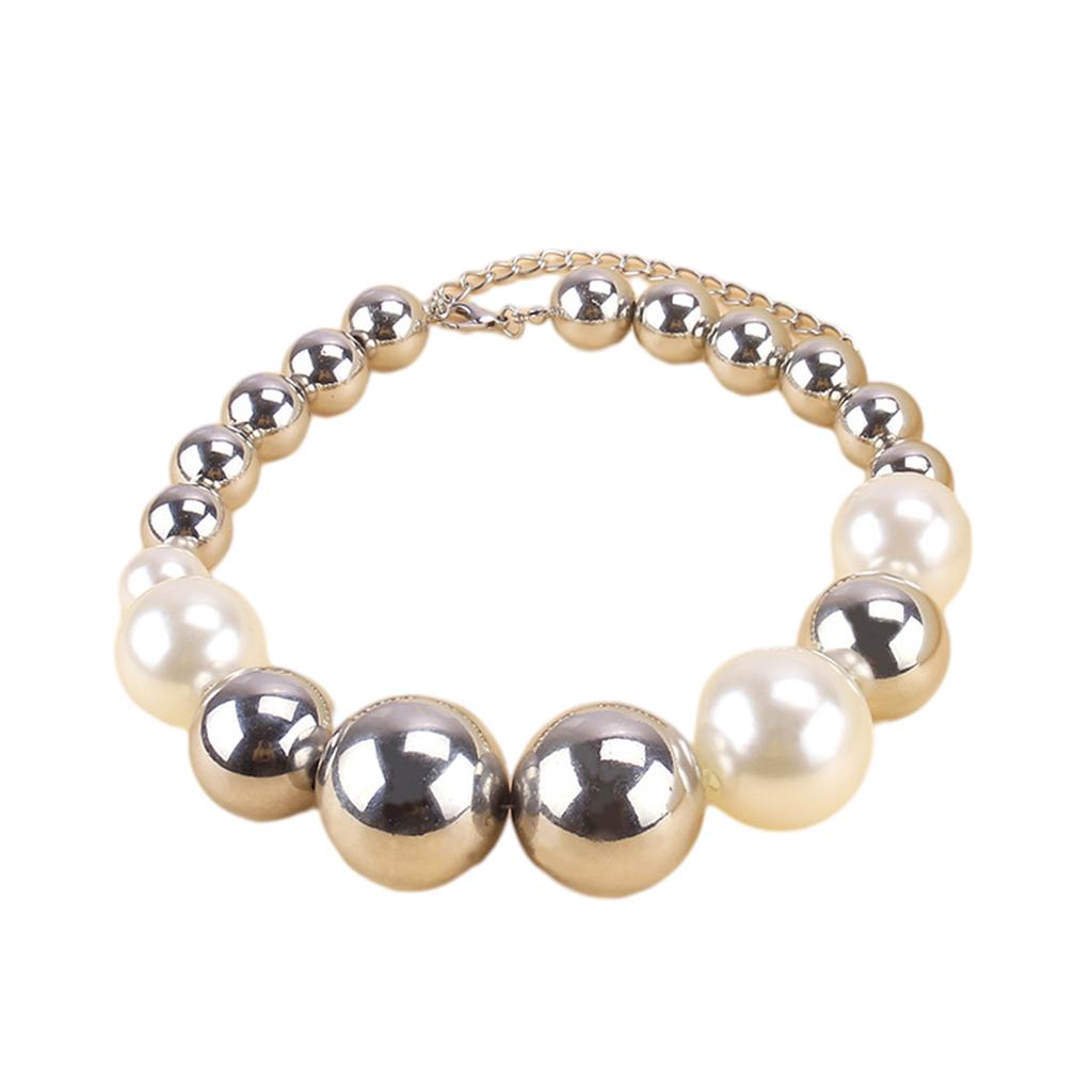 Fashion Collar Necklace Vintage Elegant Pearl Beads Ball Choker Necklace Temperament Clavicle Chain Birthday Giift