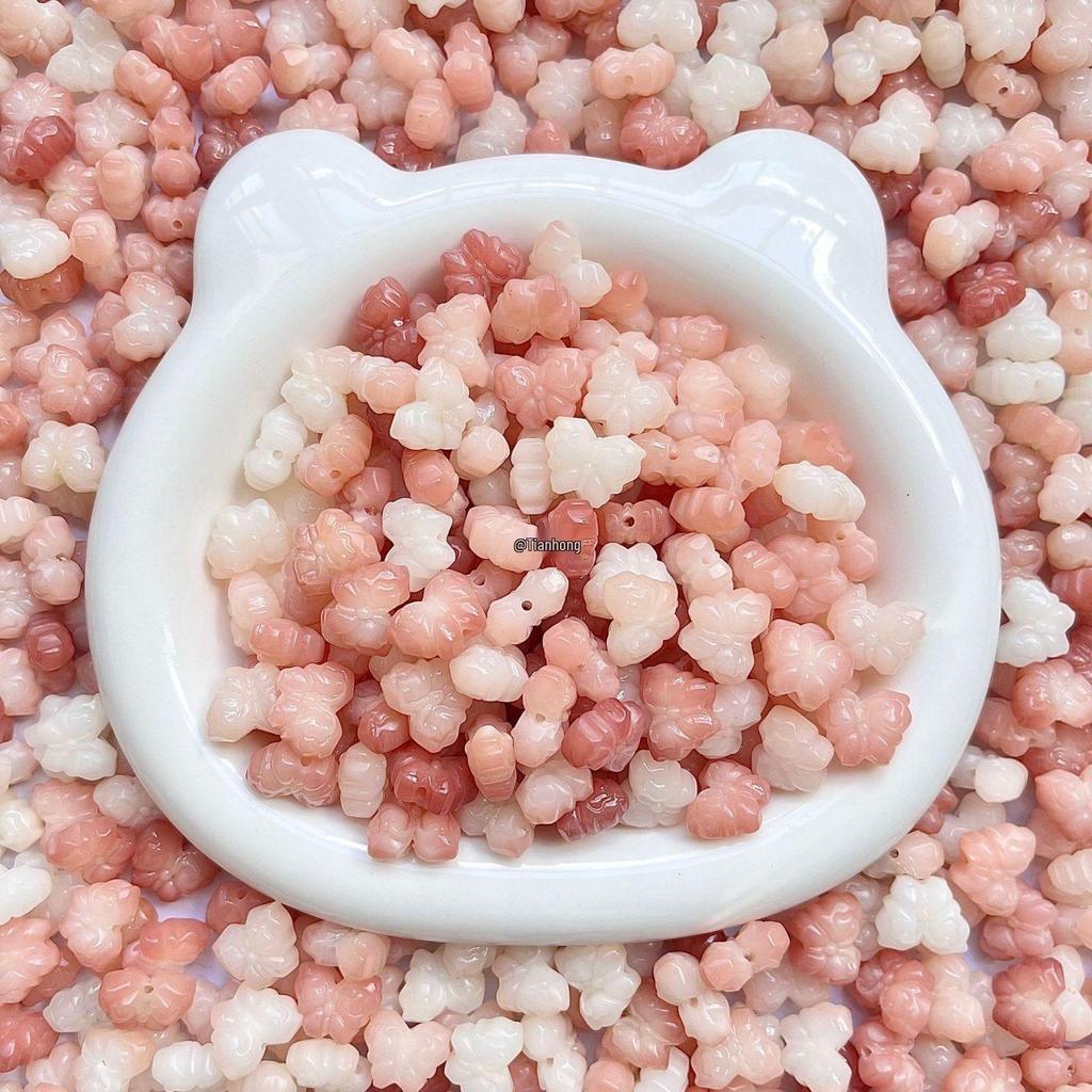 Small White Jade Bodhi Root Butterfly Carved Beads Bracelet Accessories & Charms