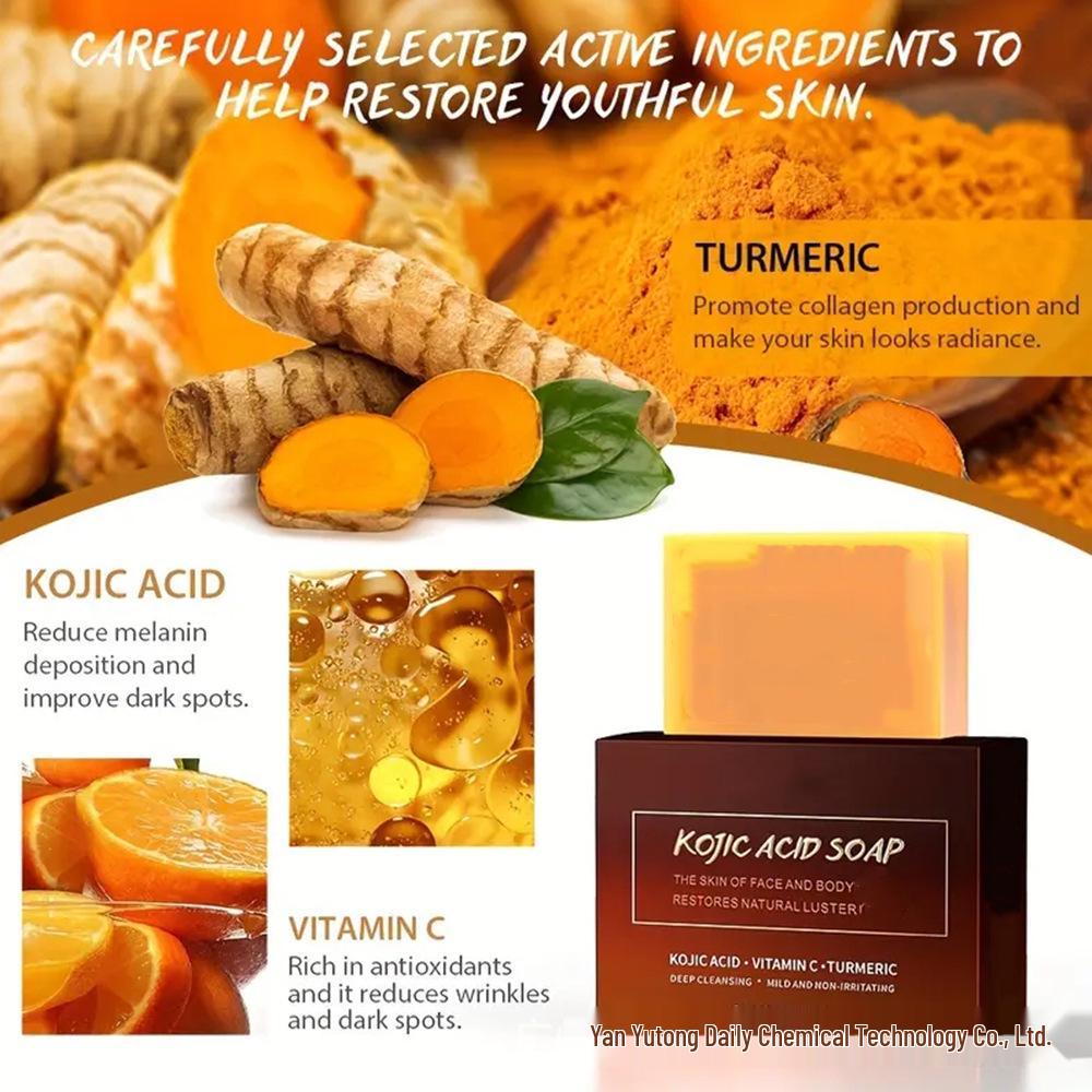 Sada ručně vyráběných mýdel s kyselinou kojovou, papájou a kurkumou s esenciálními oleji