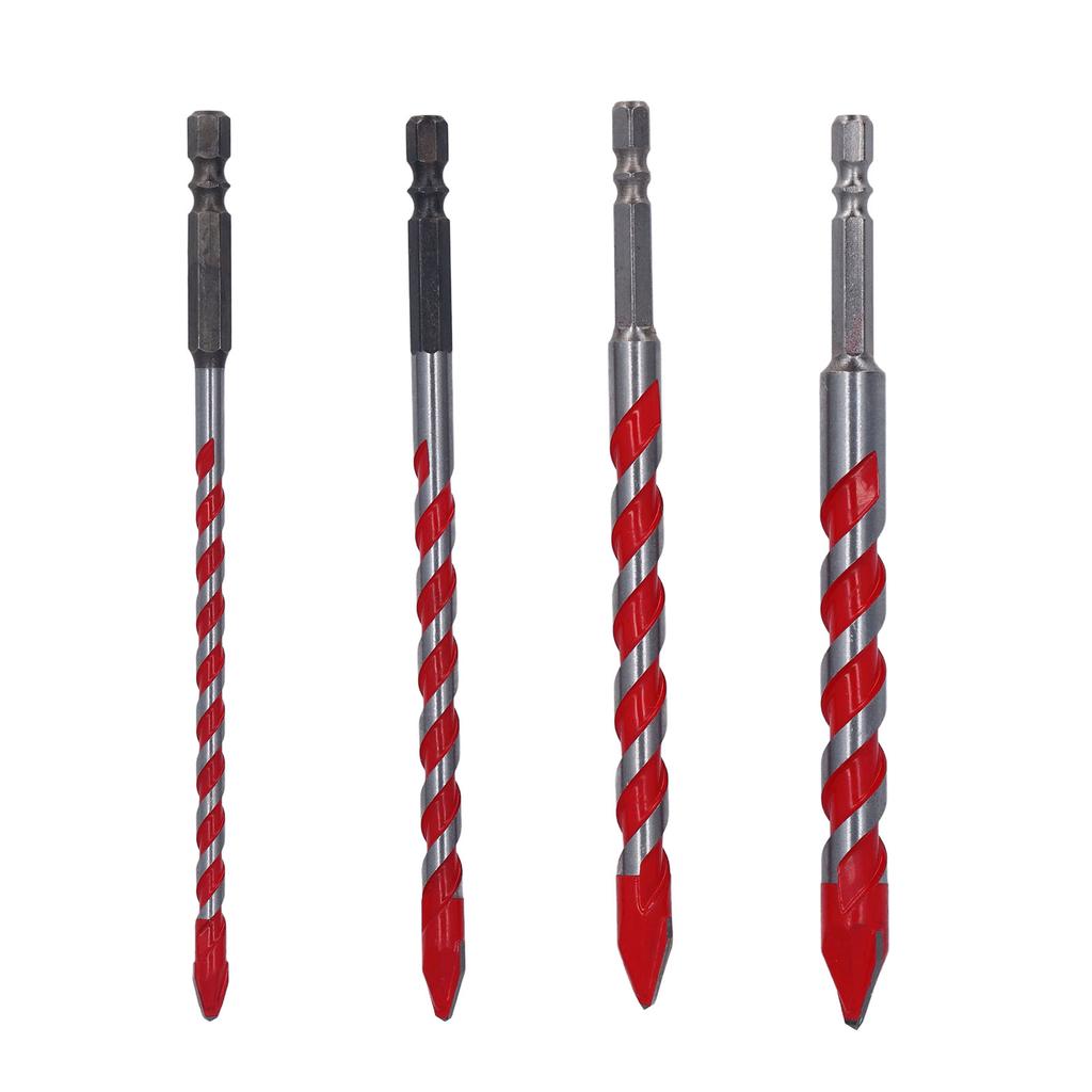 4Pcs Eccentric Twist Drill Bit Set 150mm 6.35mm Hex Shank Drill Bit Set for Concrete Masonry Glass