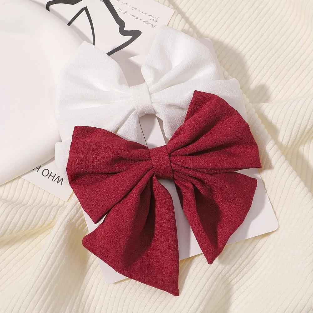 2pcs/set 4.5" Cheer Bows Hair Clip for Kids Lovely Grosgrain Ribbon Hairgripes Girls Delicate Bowknot Hair Pins Headwear Set