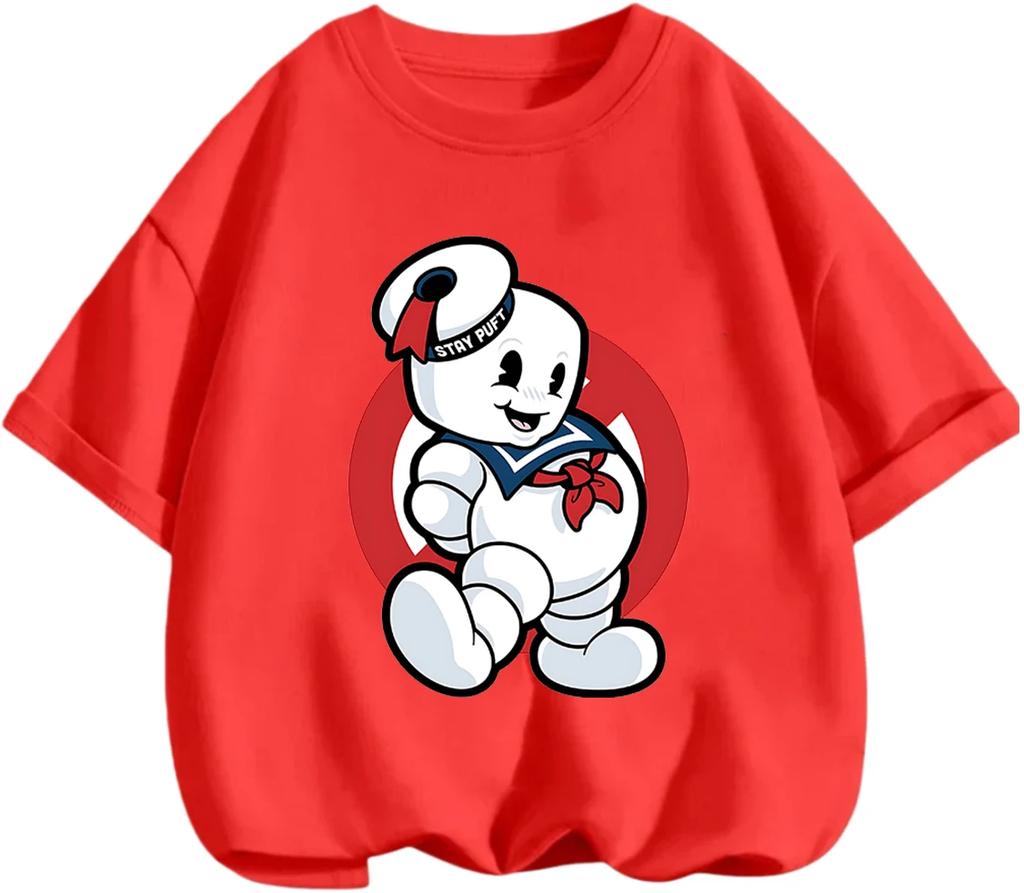 Cute Printed T Shirt Ghostbusters Trendy Cartoon Style Breathable Fabric Casual Tops For Kids 3 14 Years Old