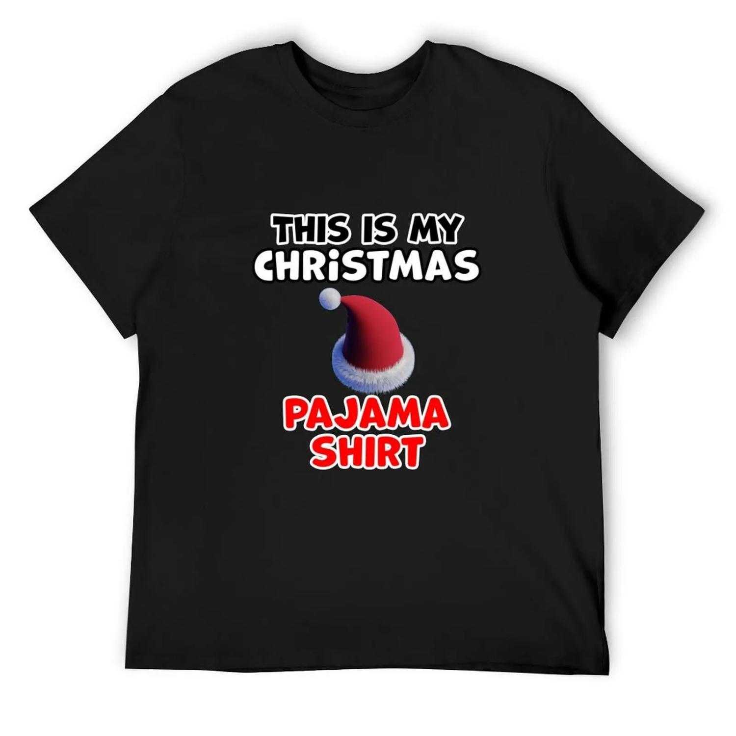 

Christmas Pajama Shirt T-Shirt summer tops plus sizes Clothing mens vintage t shirts XXXXXL чорний
