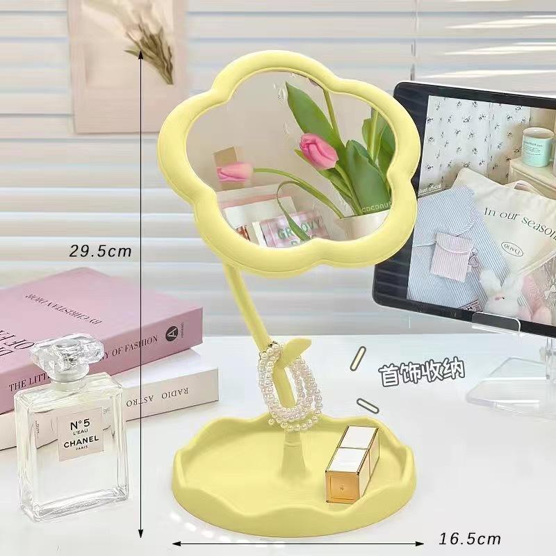 Creative Flower Mirror Desktop Dormitory Desktop Mirrors for Bedroom Home Rotatable Decor Mirror 29.5 X 16.5cm