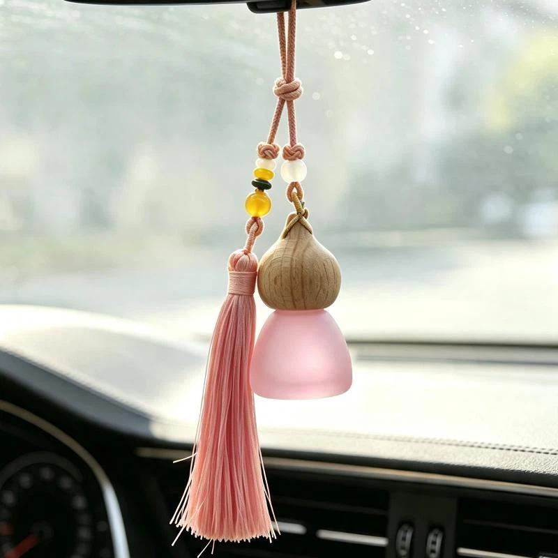 1Pcs Chinese Style Gourd-Shaped Car Essential Oil Diffuser Fragrance Air Freshener Perfume Empty Bottle Pendant With Tassel