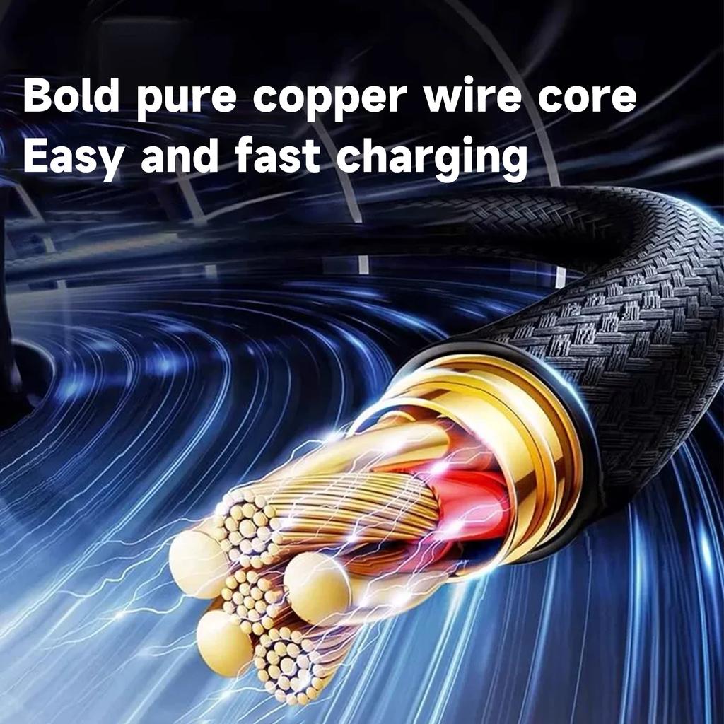 Digital Display Type C Cable 240W Super Fast Charging Cord Sturdy Nylon Braided USB-C Type-C Data Line for IPhone Samsung Xiaomi