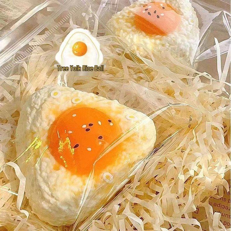 Xiaohongshu Style Salted Egg Yolk Rice Ball Simulated Food TPR Squeeze Toy