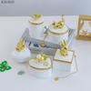 Creative Ceramic Jewelry Storage Jar Electroplating Golden Animal Cover Wedding Candy Gift Box Household Mini Sealed Jar Decor