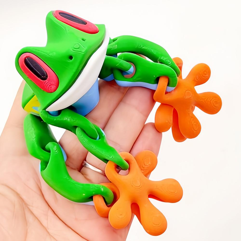 3D Printed Magnetic Frog Coloful 12.3Cm/5In Lifelike Movable Frog Magnet For Fridge Articulated Magnetic Refrigerator Sticker