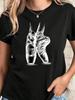 Camiseta Gráfica Elegante para Mujer con Temática de Ballet Camiseta Casual de Manga Corta con Cuello Redondo con Diseño de Figura Danzante Camiseta de Bailarina de Ballet
