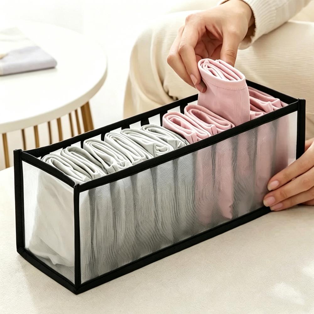 

Wardrobe Clothes Organizer Foldable Underwear Underpants Storage Box Drawer Dividers Bra Sock Organizer Box Clothes OrganizersBo 1PCS чёрный