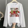 (Asian Size) Lovely Letter Merry Christmas New Year Graphic Tee Women Casual Fashion Top O-neck Clothing Print T Shirt Long Sleeve T-shirts