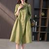 Elegant Linen Shirtdress Design for A Slim Solid Color Dress for Spring and Fall