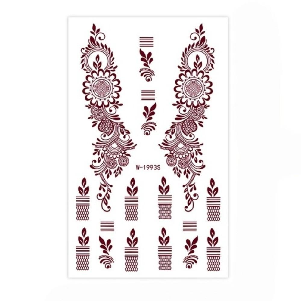 Legs Arm Temporary Tattoo Red Mehndi Stickers Red Henna Tattoo Decals India Mehndi
