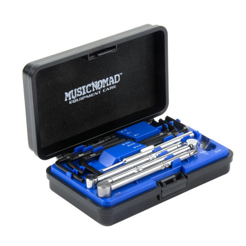 MusicNomad Guitar Care Kit: Headstock Rest, Fret Wrench, String Cutter.