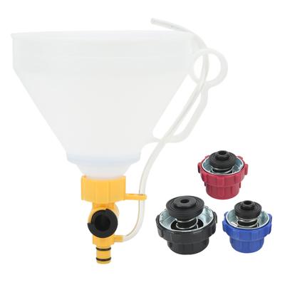 Radiator Coolant Refill Funnel Spill Proof Engine Cooling System Filling Kit with 3 Adapters