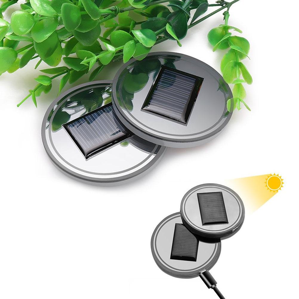 Solar Rechargeable Night Glow Car Cup Pad LED Light Auto on Off Vibration Sensor Green Cup Holder Mat Bottle Coaster Car