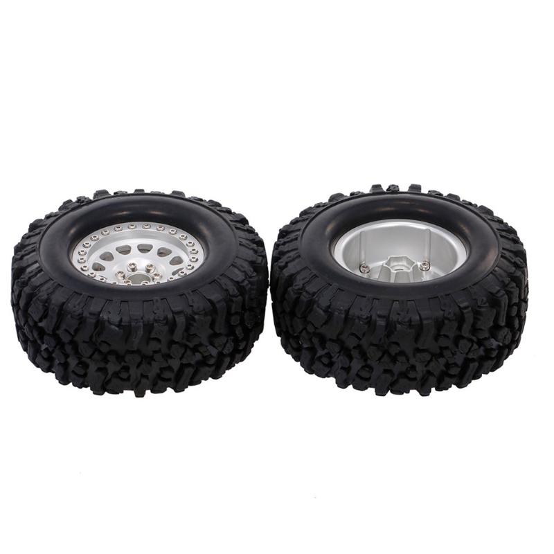 1Set/2PCS RC Crawler Wheel Rims Beadlock Rubber Wheel Tires Heavy Duty Bearing & Grip Spare Part for 1:10 TRX4 Model Car