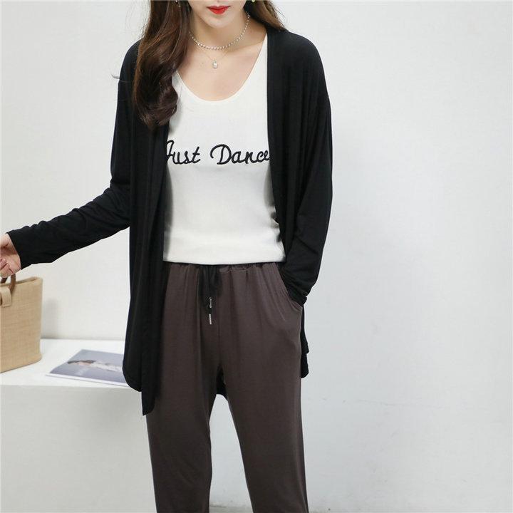 Women's Plus Size Mid-Length Cardigan: Spring/Summer Korean Style Shawl-Coat in Lightweight, Solid Colors