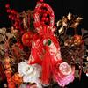 Large Capacity Canvas Flower Drawstring Bag Chinese Style Festive Sugar Bag  Party